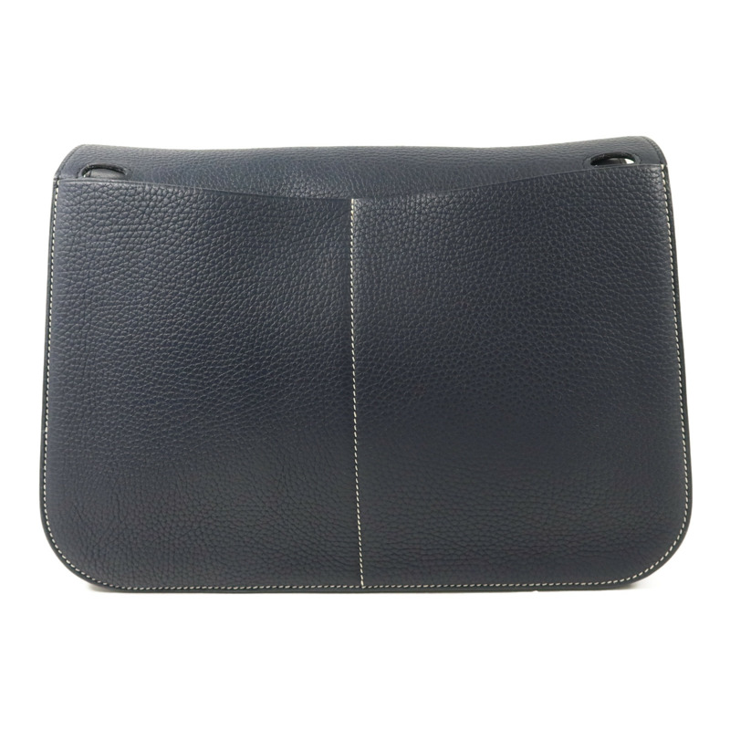 HERMES Clemence皮革Halzan 31手挽肩背兩用袋Bleu Indigo/Bleu Nuit-1