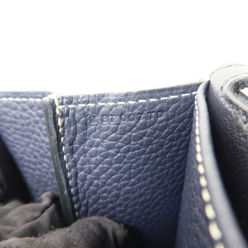 HERMES Clemence皮革Halzan 31手挽肩背兩用袋Bleu Indigo/Bleu Nuit-6
