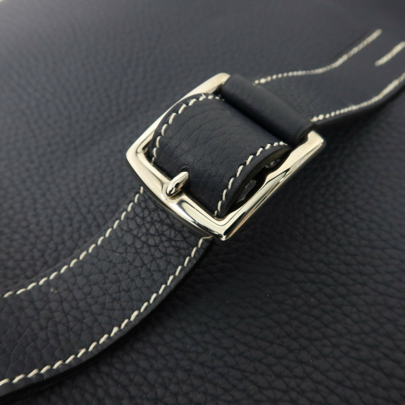 HERMES Clemence皮革Halzan 31手挽肩背兩用袋Bleu Indigo/Bleu Nuit-8