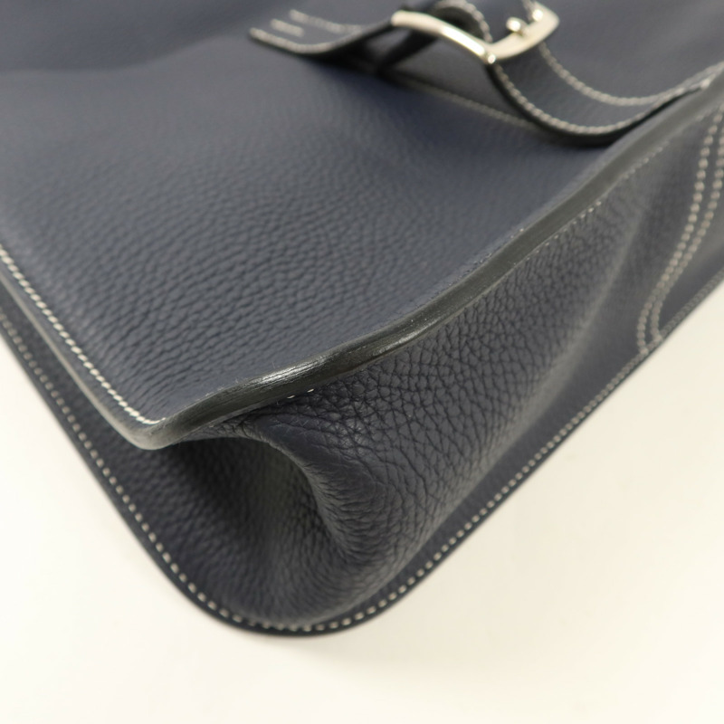 HERMES Clemence皮革Halzan 31手挽肩背兩用袋Bleu Indigo/Bleu Nuit-10