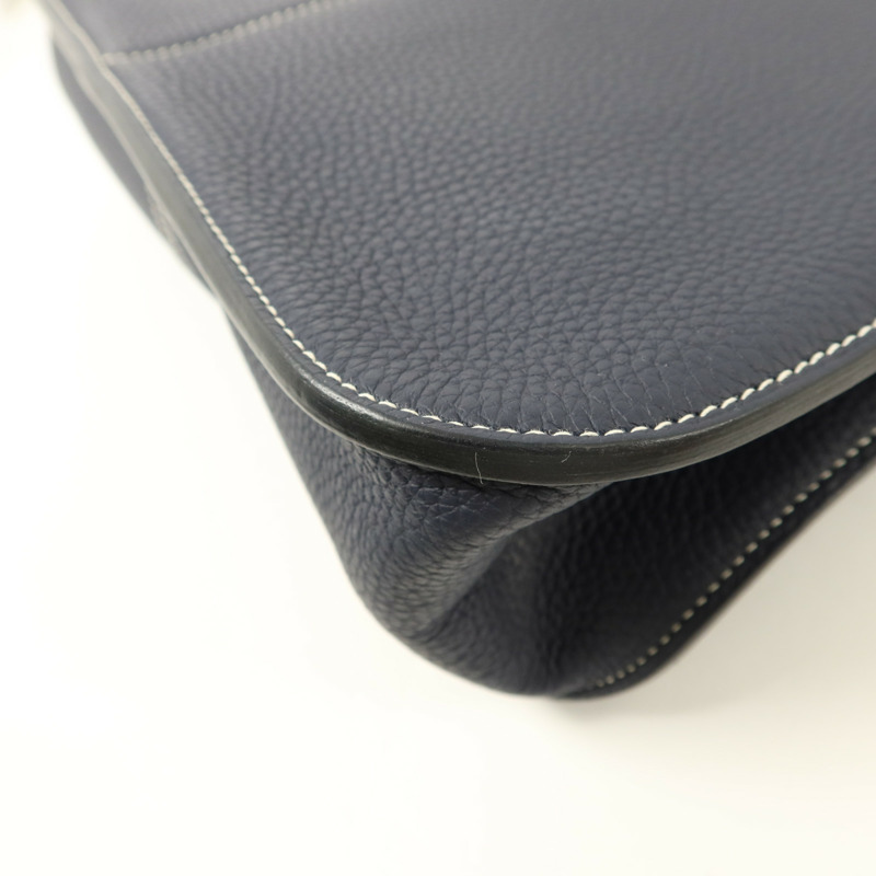 HERMES Clemence皮革Halzan 31手挽肩背兩用袋Bleu Indigo/Bleu Nuit-11