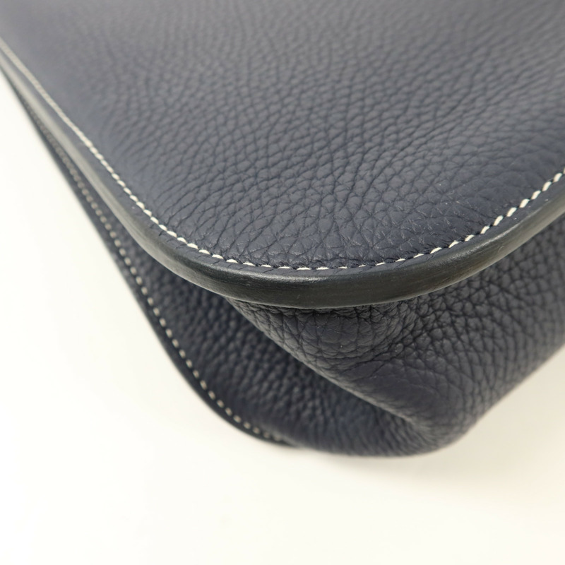 HERMES Clemence皮革Halzan 31手挽肩背兩用袋Bleu Indigo/Bleu Nuit-12