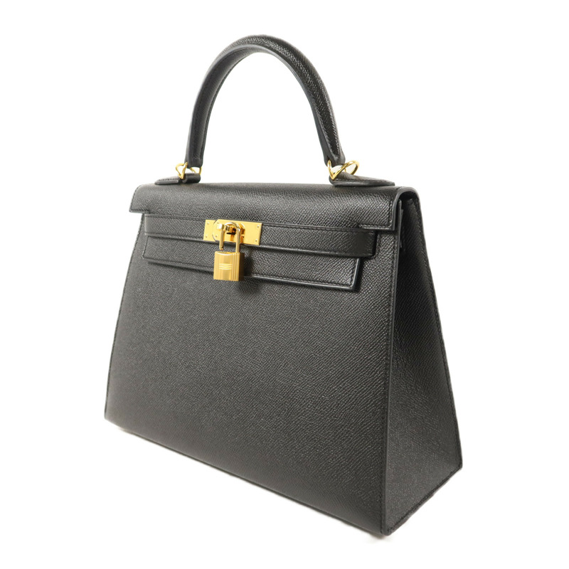 HERMES Epsom皮革Kelly 28手挽肩背兩用袋Noir-2