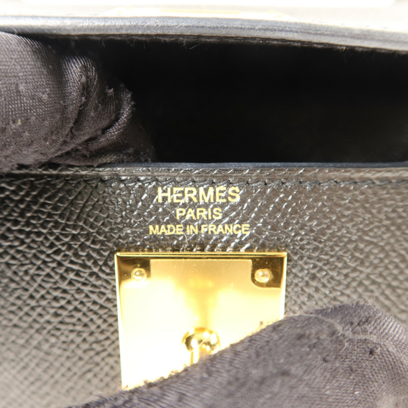 HERMES Epsom皮革Kelly 28手挽肩背兩用袋Noir-5