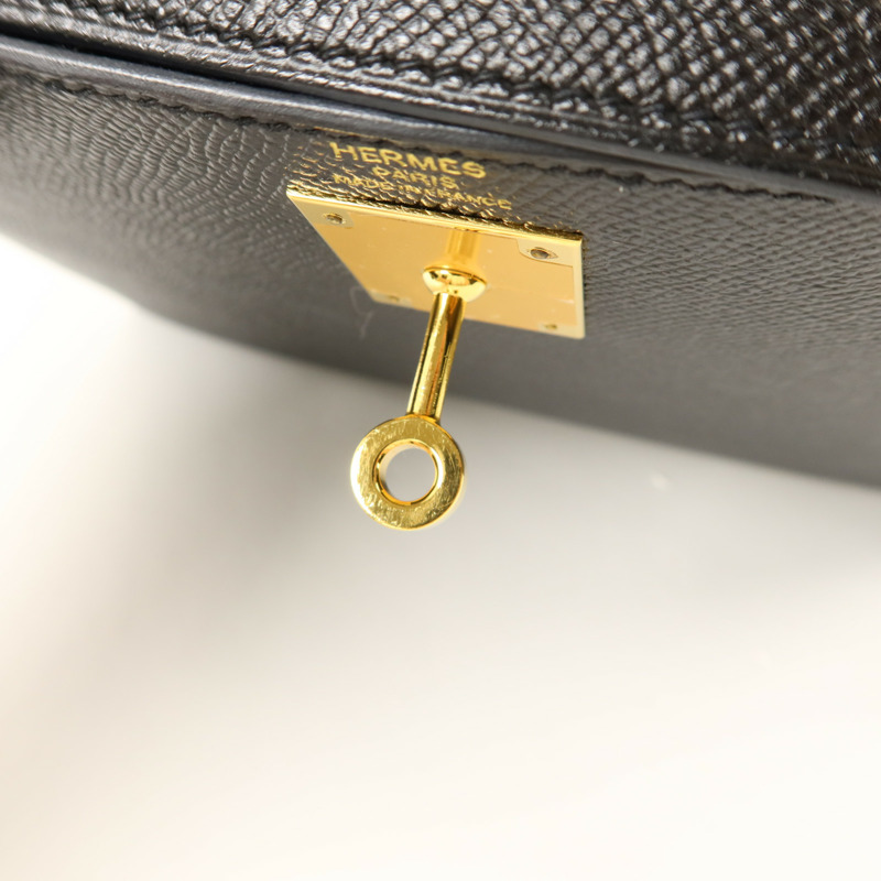 HERMES Epsom皮革Kelly 28手挽肩背兩用袋Noir-8