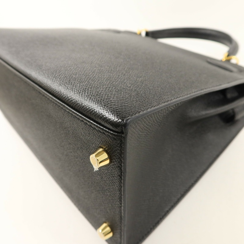 HERMES Epsom皮革Kelly 28手挽肩背兩用袋Noir-15