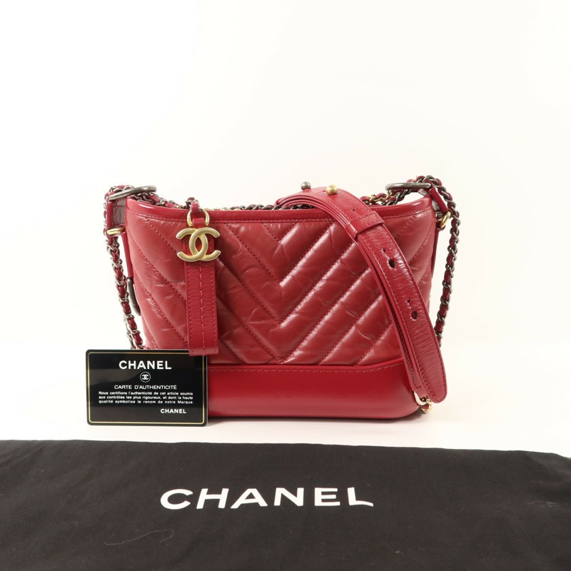 CHANEL 牛皮皮革Gabrielle Small鏈帶肩背袋-10
