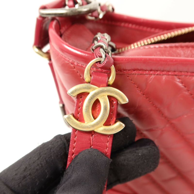 CHANEL 牛皮皮革Gabrielle Small鏈帶肩背袋-11