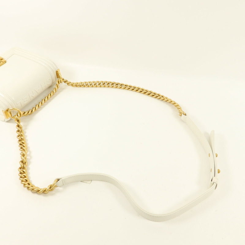 CHANEL 牛皮皮革Mini Boy鏈帶肩背袋-7