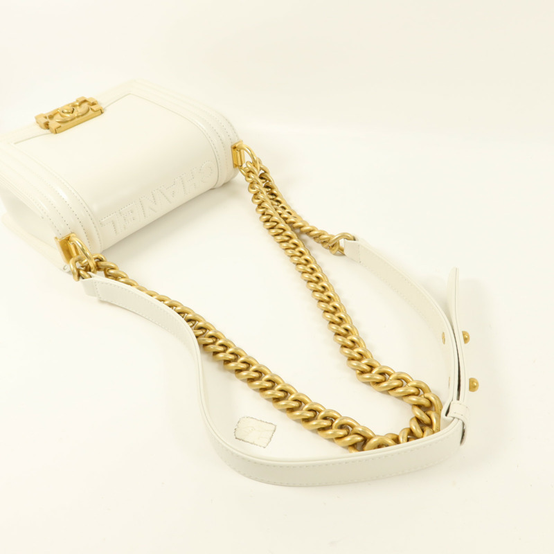 CHANEL 牛皮皮革Mini Boy鏈帶肩背袋-8