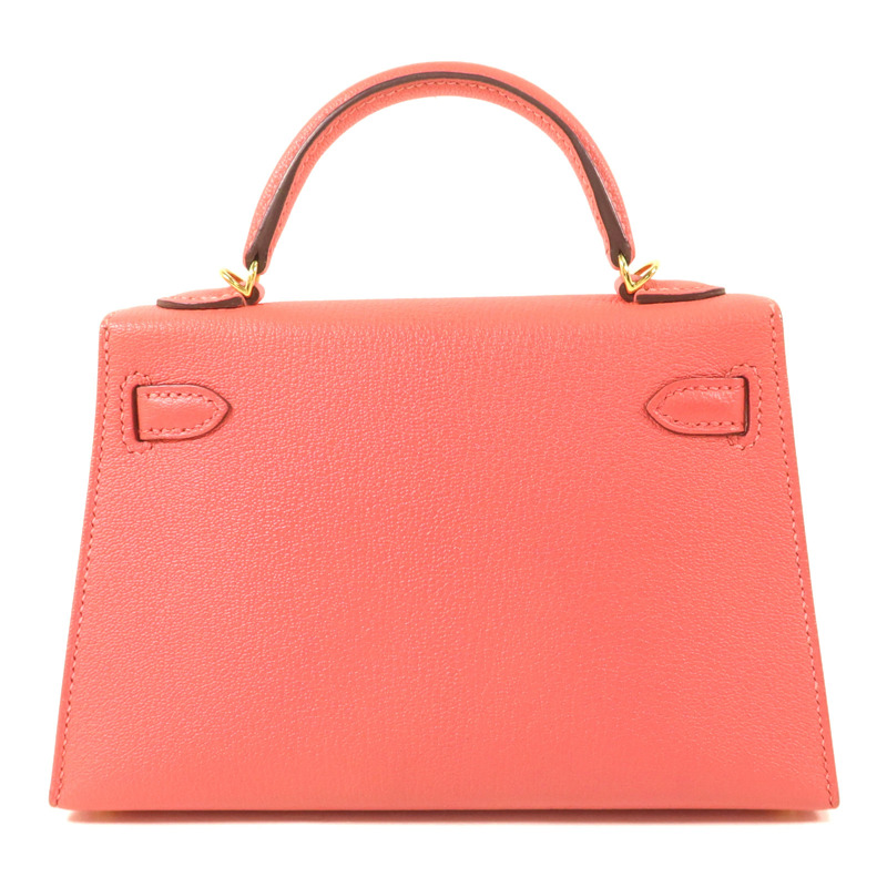 HERMES Chevre皮革Mini Kelly II手挽肩背兩用袋Rose Extreme-1