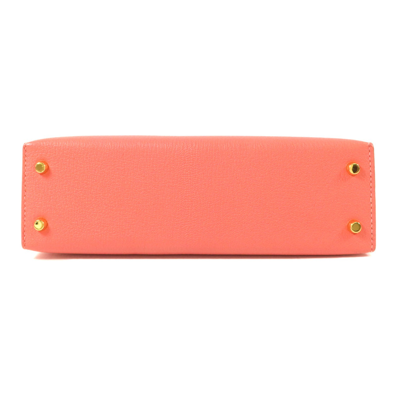 HERMES Chevre皮革Mini Kelly II手挽肩背兩用袋Rose Extreme-3