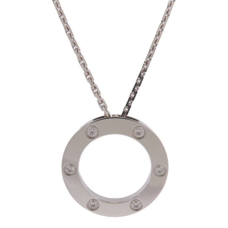 CARTIER 18K白金Love Necklace 6 Diamonds鑽石項鍊-2
