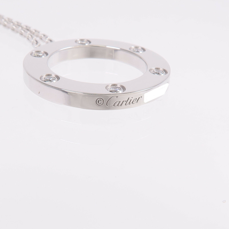 CARTIER 18K白金Love Necklace 6 Diamonds鑽石項鍊-6