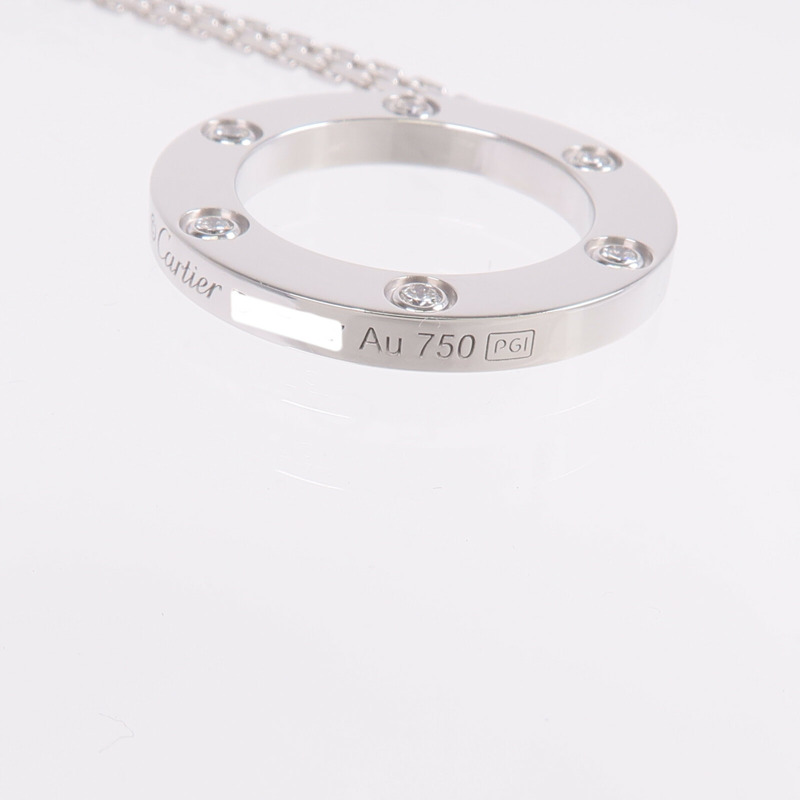 CARTIER 18K白金Love Necklace 6 Diamonds鑽石項鍊-7