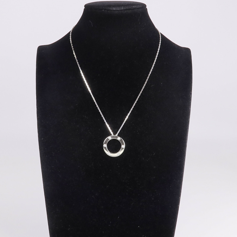 CARTIER 18K白金Love Necklace 6 Diamonds鑽石項鍊-8
