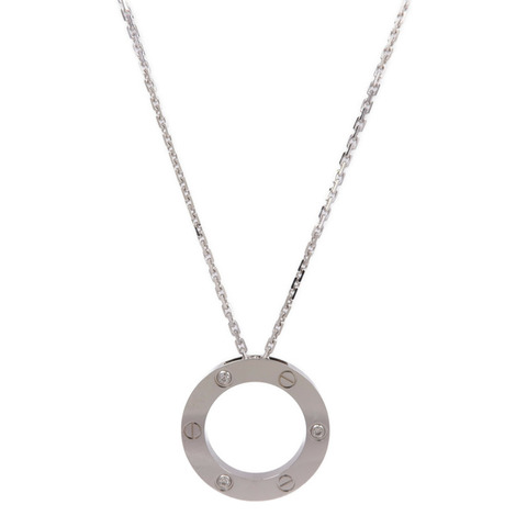 CARTIER 18K白金Love Necklace 3 Diamonds鑽石項鍊