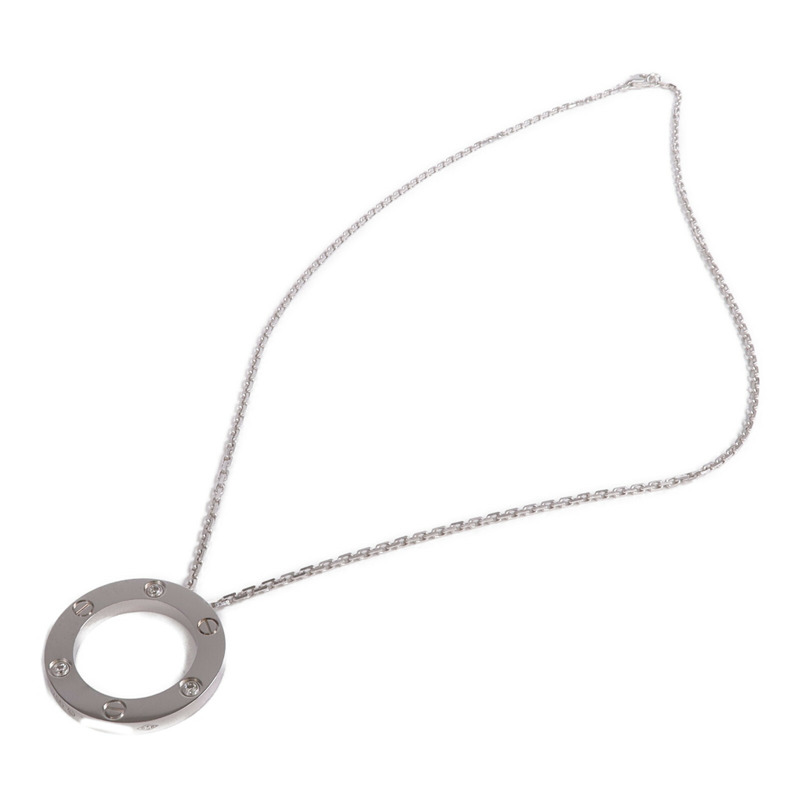 CARTIER 18K白金Love Necklace 3 Diamonds鑽石項鍊-2