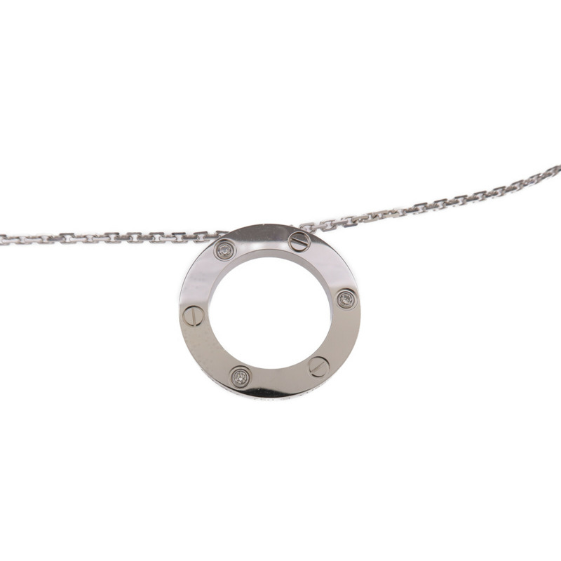 CARTIER 18K白金Love Necklace 3 Diamonds鑽石項鍊-3