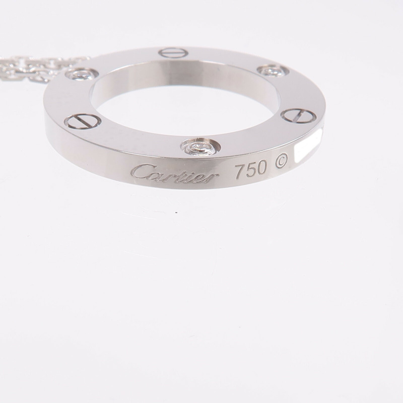 CARTIER 18K白金Love Necklace 3 Diamonds鑽石項鍊-6