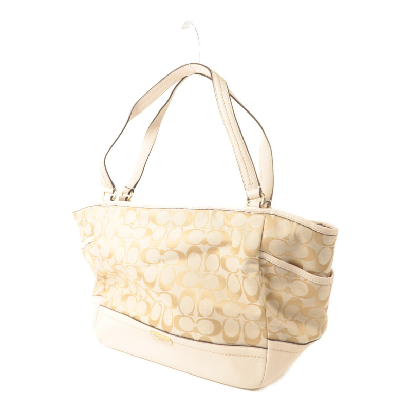 COACH 帆布/牛皮皮革Tote Bag手挽袋-1