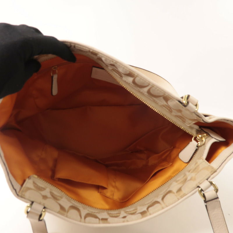 COACH 帆布/牛皮皮革Tote Bag手挽袋-4