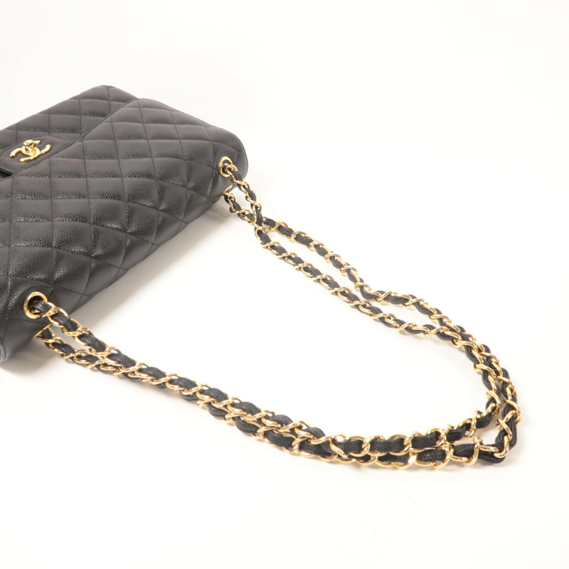 CHANEL 牛皮皮革Large Classic鏈帶肩背袋-9