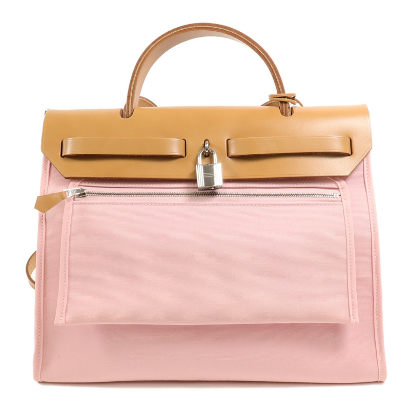 HERMES 帆布Herbag PM手挽肩背兩用袋Rose Sakura-1