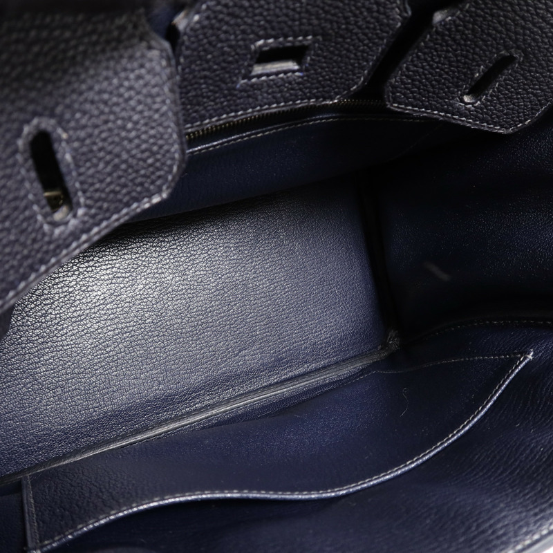 HERMES Togo皮革Birkin 25手挽袋Bleu Indigo-4