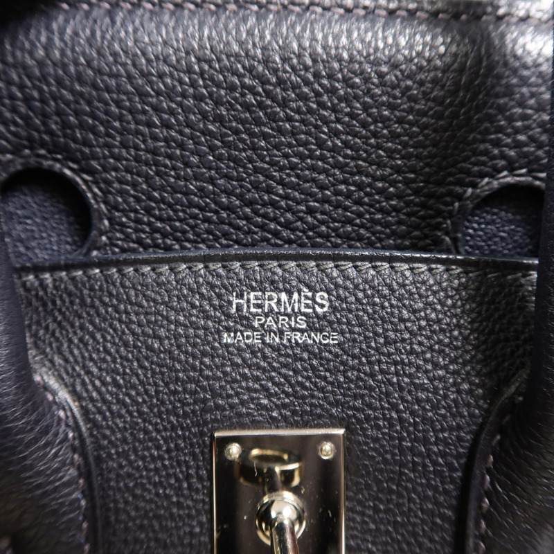 HERMES Togo皮革Birkin 25手挽袋Bleu Indigo-5
