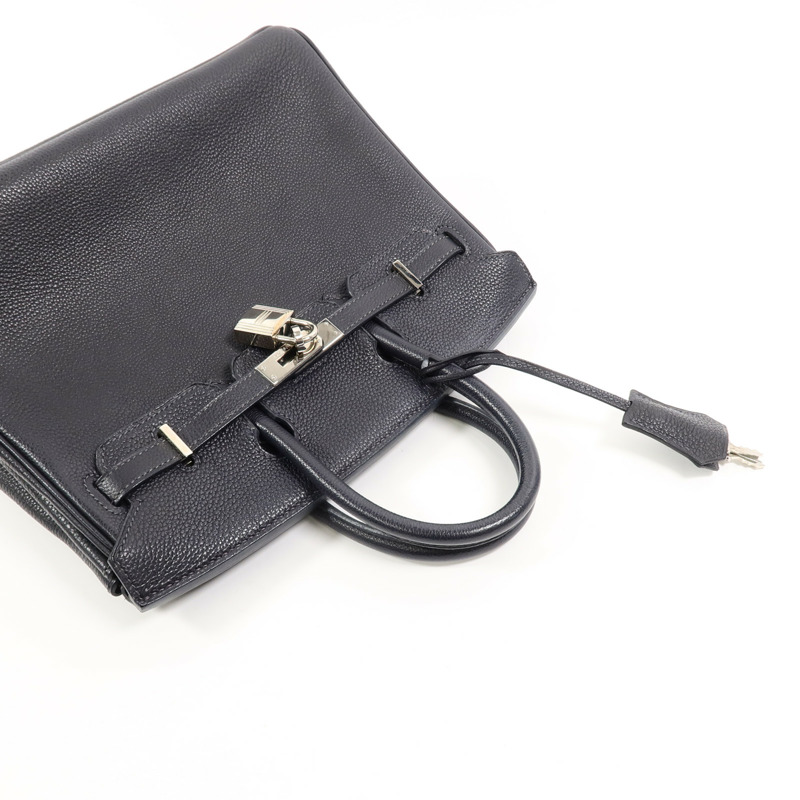 HERMES Togo皮革Birkin 25手挽袋Bleu Indigo-7
