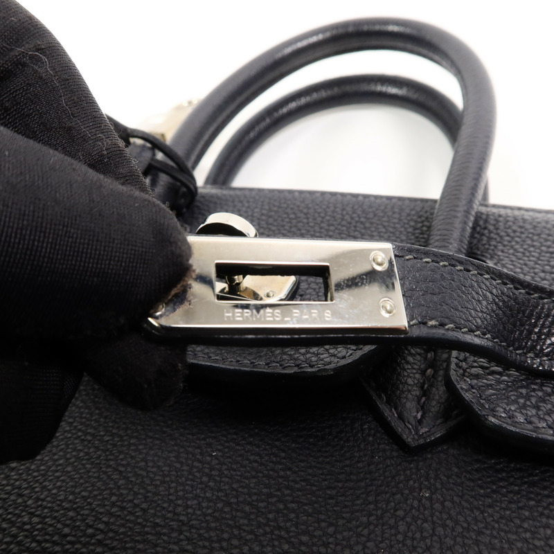 HERMES Togo皮革Birkin 25手挽袋Bleu Indigo-8