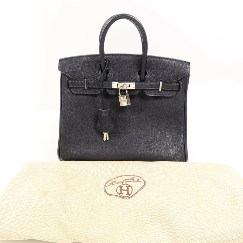 HERMES Togo皮革Birkin 25手挽袋Bleu Indigo-10