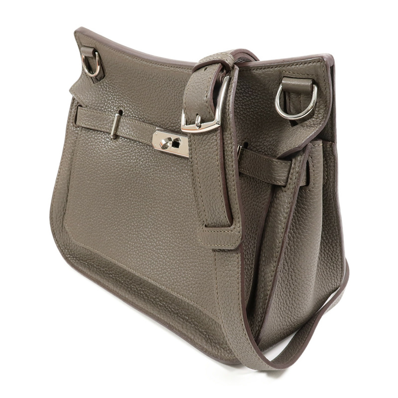 HERMES Togo皮革Jypsiere 28肩背袋Etain-2
