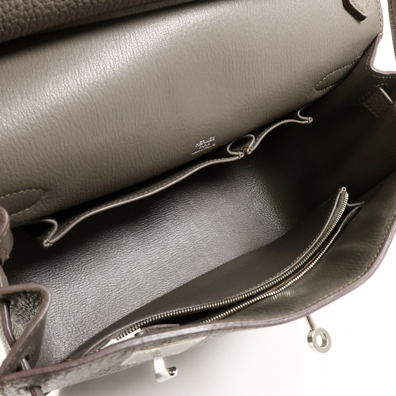 HERMES Togo皮革Jypsiere 28肩背袋Etain-4