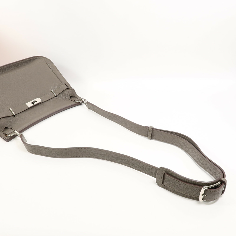 HERMES Togo皮革Jypsiere 28肩背袋Etain-7