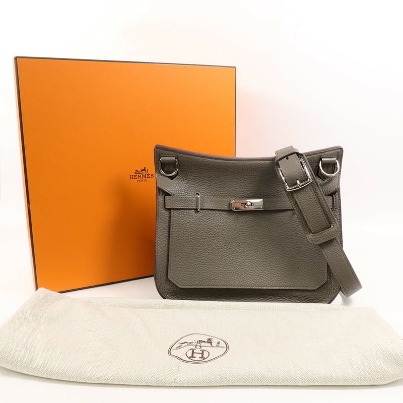 HERMES Togo皮革Jypsiere 28肩背袋Etain-9