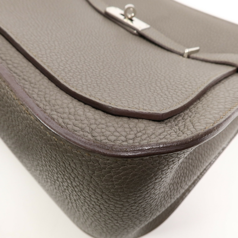 HERMES Togo皮革Jypsiere 28肩背袋Etain-10