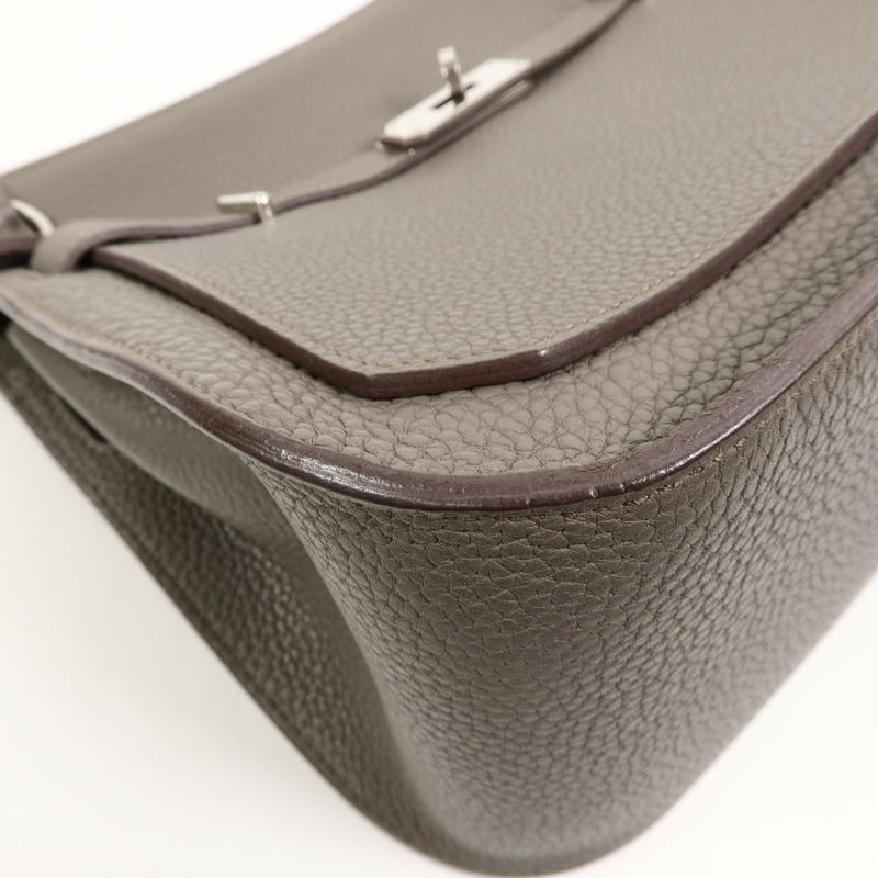 HERMES Togo皮革Jypsiere 28肩背袋Etain-11
