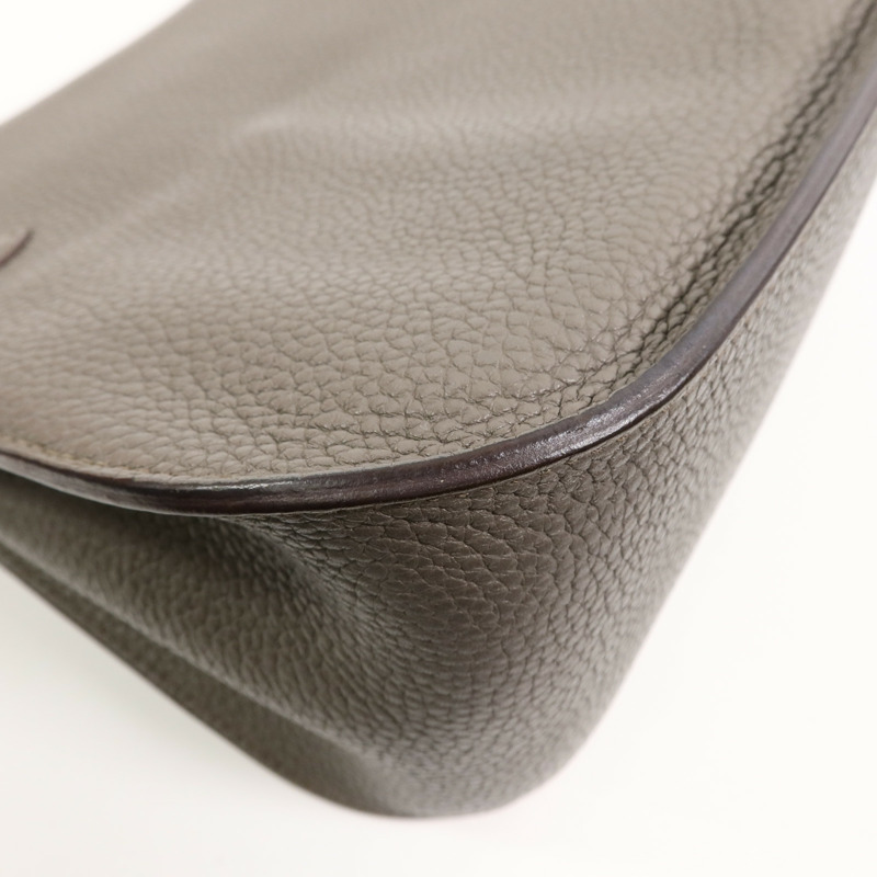 HERMES Togo皮革Jypsiere 28肩背袋Etain-13