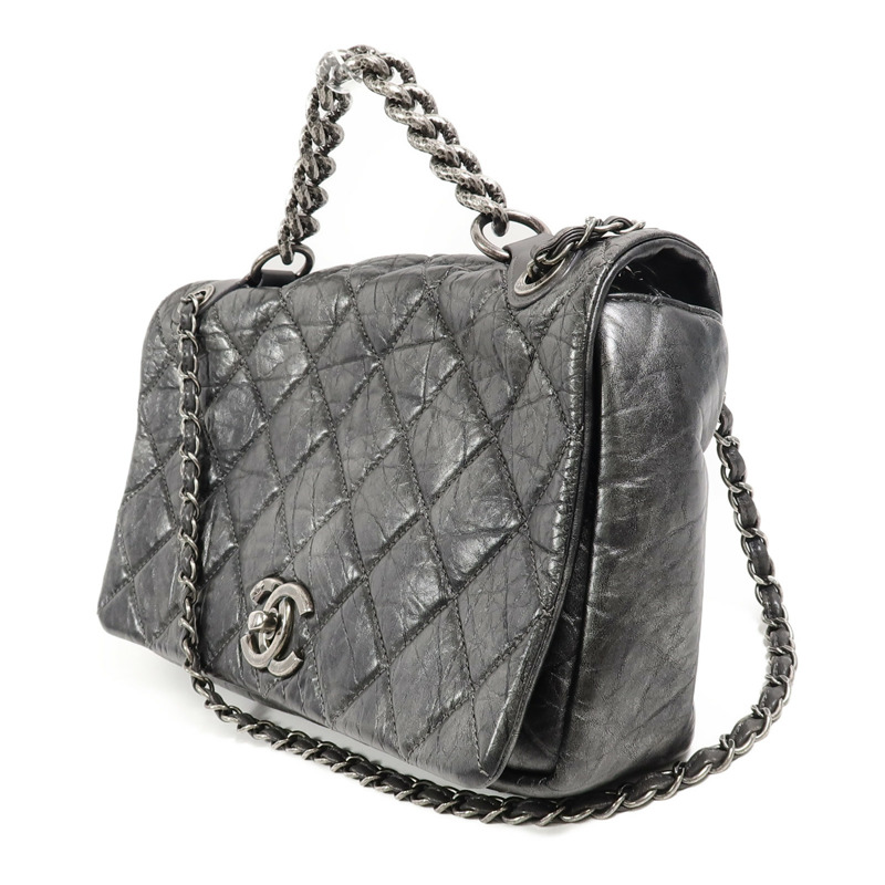 CHANEL 羊皮皮革Chain Shoulder鏈帶手挽肩背兩用袋-2