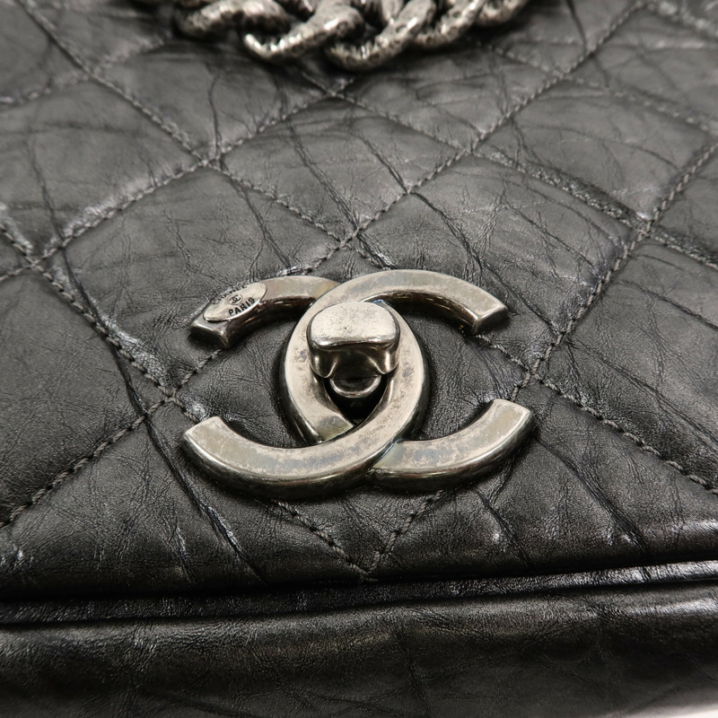 CHANEL 羊皮皮革Chain Shoulder鏈帶手挽肩背兩用袋-8