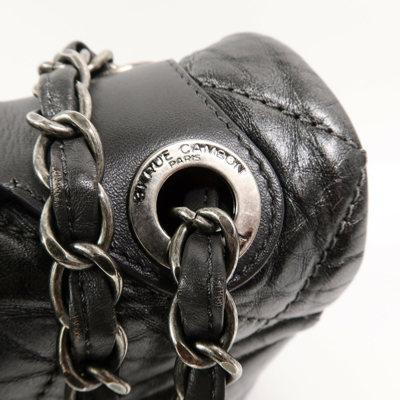 CHANEL 羊皮皮革Chain Shoulder鏈帶手挽肩背兩用袋-15