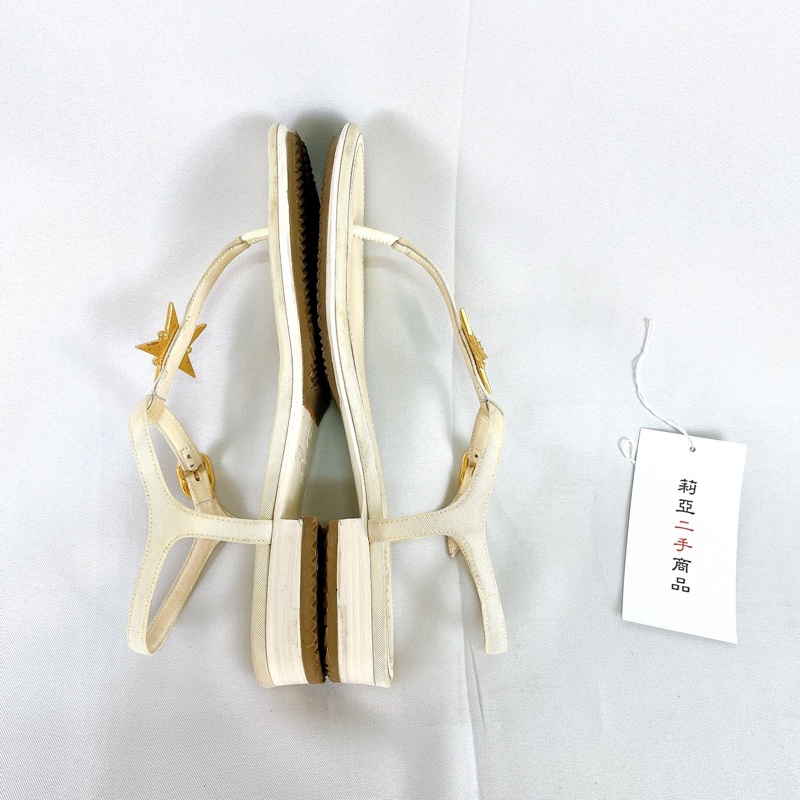 莉亞精品♡Chanel 金色星星水鑽涼鞋 38 二手-8