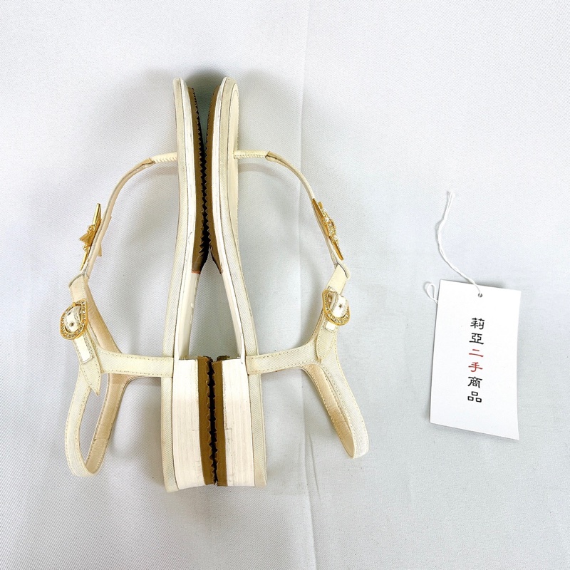 莉亞精品♡Chanel 金色星星水鑽涼鞋 38 二手-9