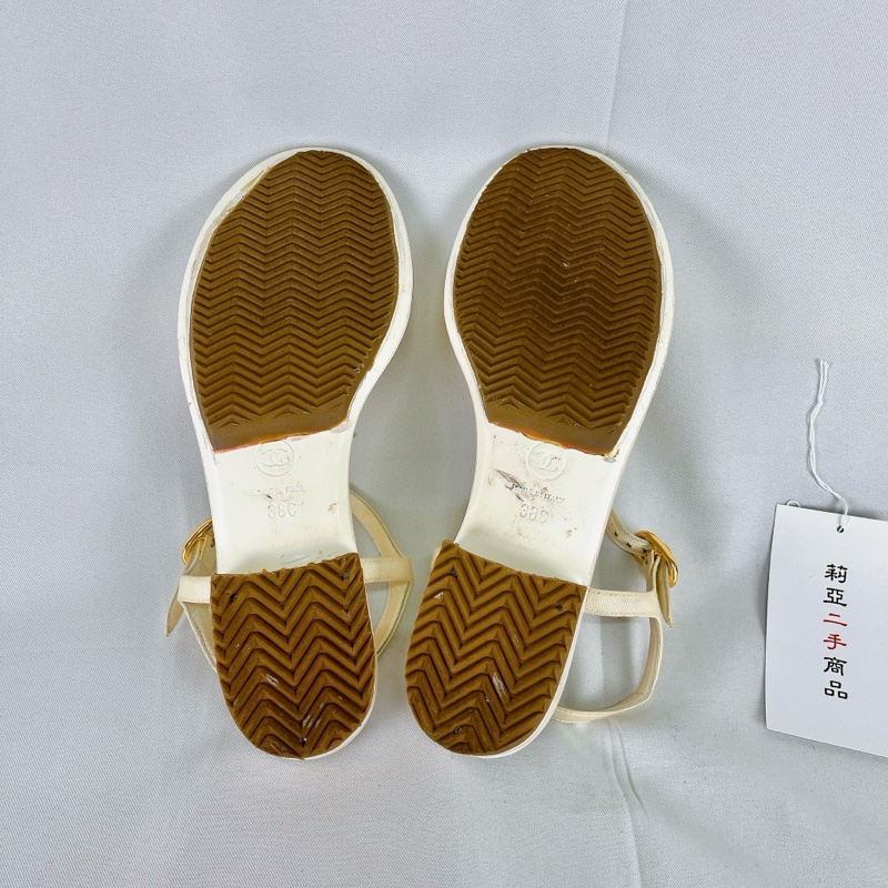 莉亞精品♡Chanel 金色星星水鑽涼鞋 38 二手-10