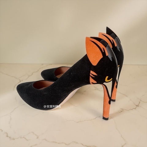 莉亞精品♡Valentino 黑色狐狸高跟鞋#36 二手