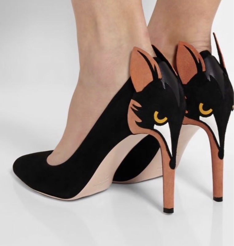 莉亞精品♡Valentino 黑色狐狸高跟鞋#36 二手-1