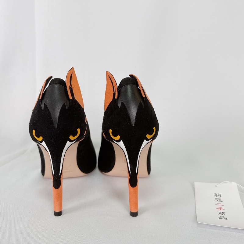莉亞精品♡Valentino 黑色狐狸高跟鞋#36 二手-4