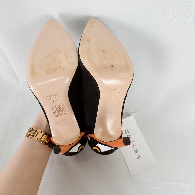 莉亞精品♡Valentino 黑色狐狸高跟鞋#36 二手-7
